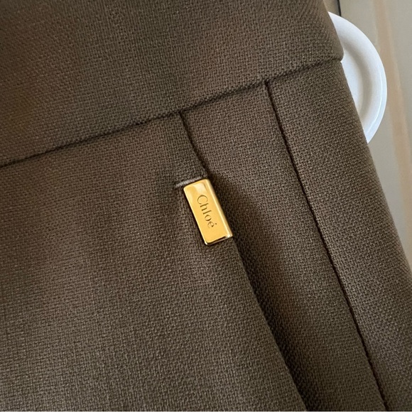 CHLOÉ Cropped Wool Blend Skinny Pants (size: 40) (color: Soften Brown) - Picture 7 of 14